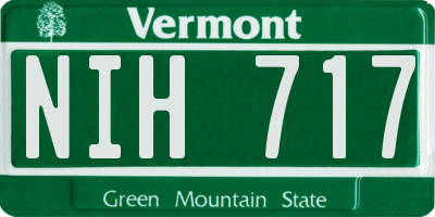 VT license plate NIH717