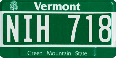 VT license plate NIH718