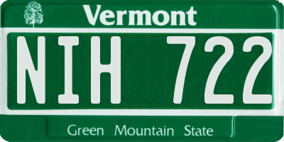 VT license plate NIH722