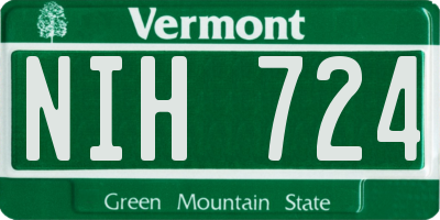 VT license plate NIH724