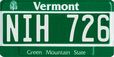 VT license plate NIH726