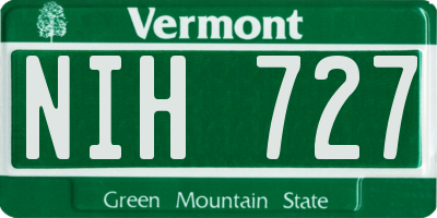 VT license plate NIH727
