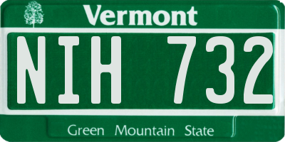 VT license plate NIH732