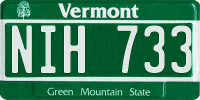 VT license plate NIH733