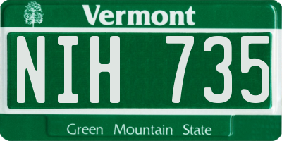 VT license plate NIH735
