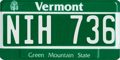 VT license plate NIH736