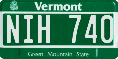 VT license plate NIH740
