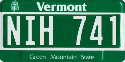 VT license plate NIH741