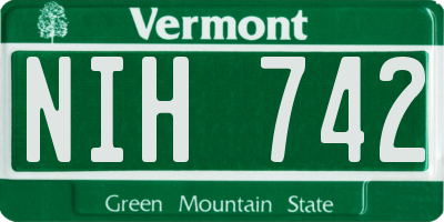 VT license plate NIH742