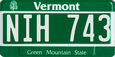 VT license plate NIH743