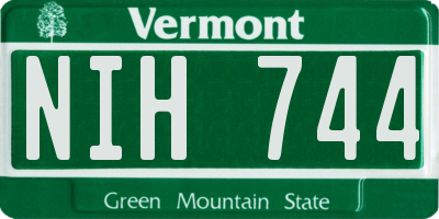 VT license plate NIH744