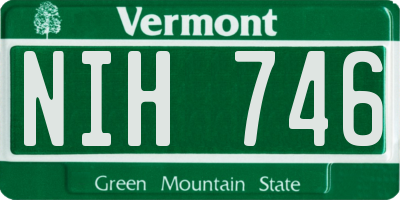 VT license plate NIH746