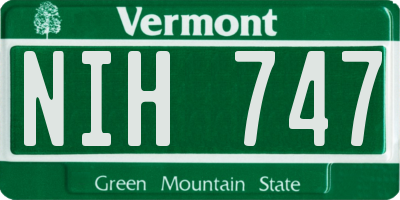 VT license plate NIH747