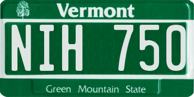 VT license plate NIH750