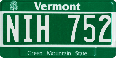 VT license plate NIH752