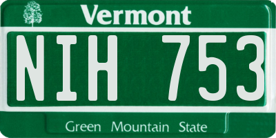 VT license plate NIH753