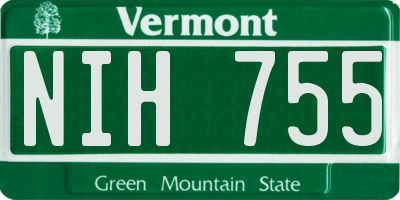VT license plate NIH755