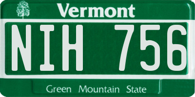 VT license plate NIH756