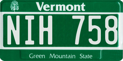 VT license plate NIH758