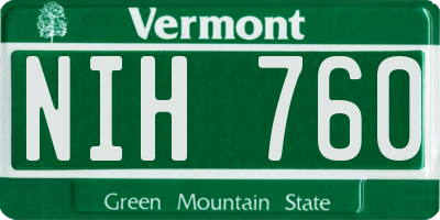 VT license plate NIH760