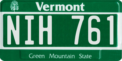 VT license plate NIH761