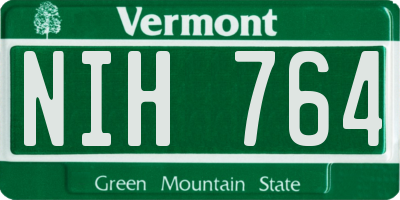 VT license plate NIH764