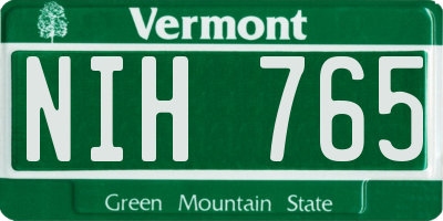 VT license plate NIH765