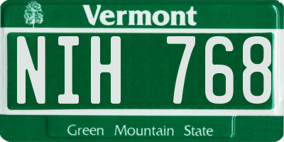 VT license plate NIH768