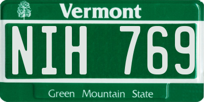 VT license plate NIH769