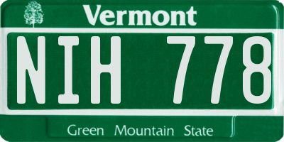 VT license plate NIH778