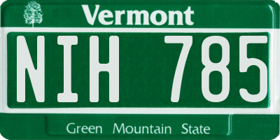 VT license plate NIH785