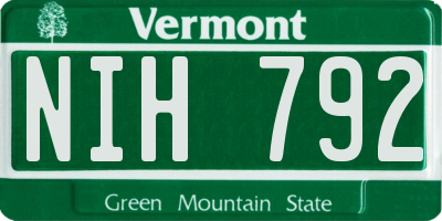VT license plate NIH792