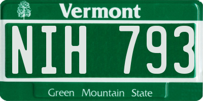 VT license plate NIH793