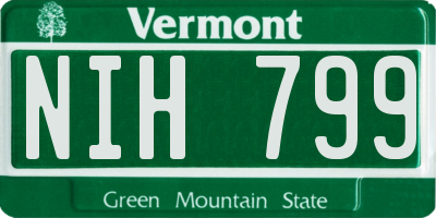 VT license plate NIH799