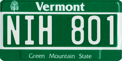 VT license plate NIH801