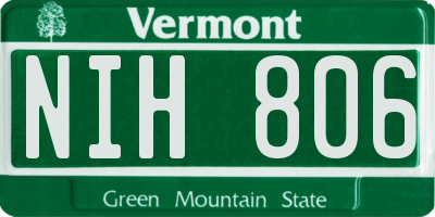 VT license plate NIH806