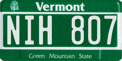 VT license plate NIH807