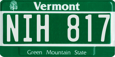 VT license plate NIH817