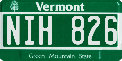 VT license plate NIH826