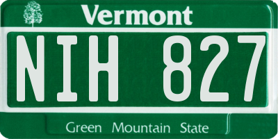 VT license plate NIH827