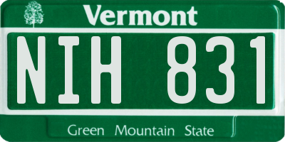 VT license plate NIH831