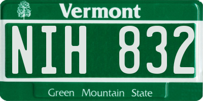 VT license plate NIH832