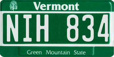 VT license plate NIH834