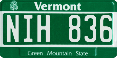 VT license plate NIH836