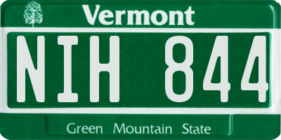 VT license plate NIH844