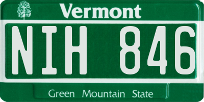 VT license plate NIH846