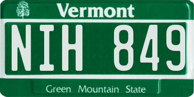 VT license plate NIH849
