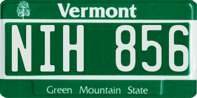 VT license plate NIH856