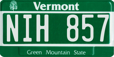 VT license plate NIH857