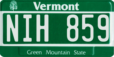 VT license plate NIH859